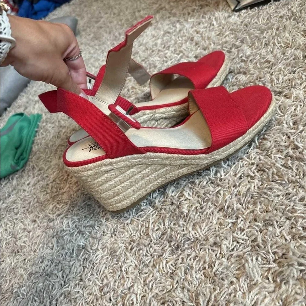 Red Wedge Sandals - Picture 3 of 5